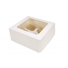 4 Hole White Cupcake Box
